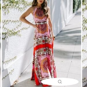 Vici Satin Halter Maxi Dress